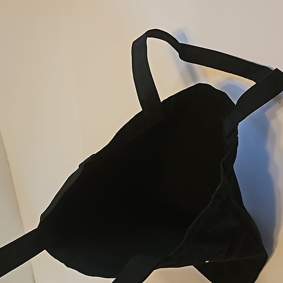 Hand Crafred Reusable Tote Bag Sunflower Motif Black Canvas Bag Multicolored 13" - Picture 7 of 17